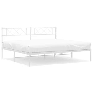vidaXL Bettgestell mit Kopfteil Metall Wei&szlig; 193x203 cm
