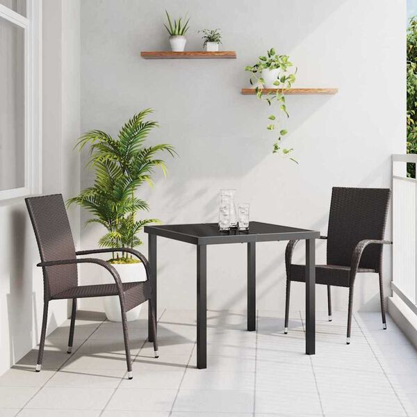 vidaXL Garten Essgruppe 3 pcs Braun Pulverbeschichteter Stahl