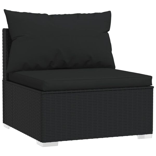 vidaXL 8-tlg. Garten-Lounge-Set mit Kissen Schwarz Poly Rattan