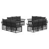 vidaXL Outdoor-Sofagarnitur 12 stk. Schwarz und Dunkelgrau Polyester