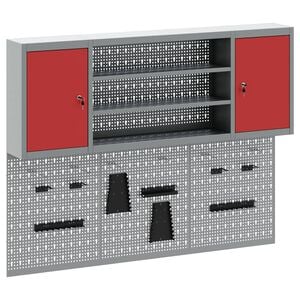 vidaXL Werkzeugschrank-Set 4 stk. Rot Pulverbeschichteter Stahl