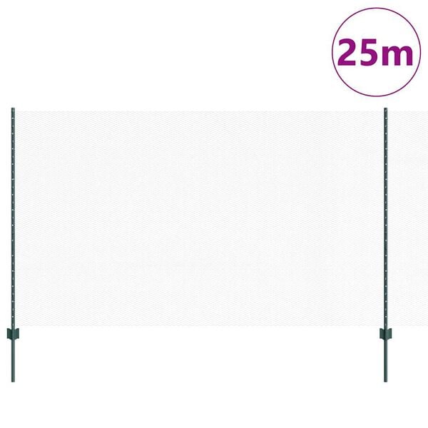 vidaXL Zaun mit Pfosten Gr&uuml;n 1,4 x 25 m Stahl und PVC