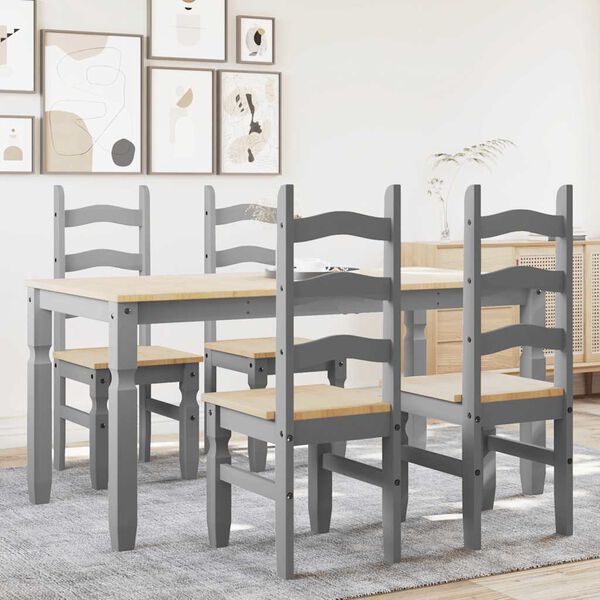 vidaXL 5-tlg. Essgruppe Panama Grau Massivholz Kiefer
