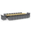 vidaXL 21-tlg. Garten-Essgruppe mit Kissen Grau Poly Rattan
