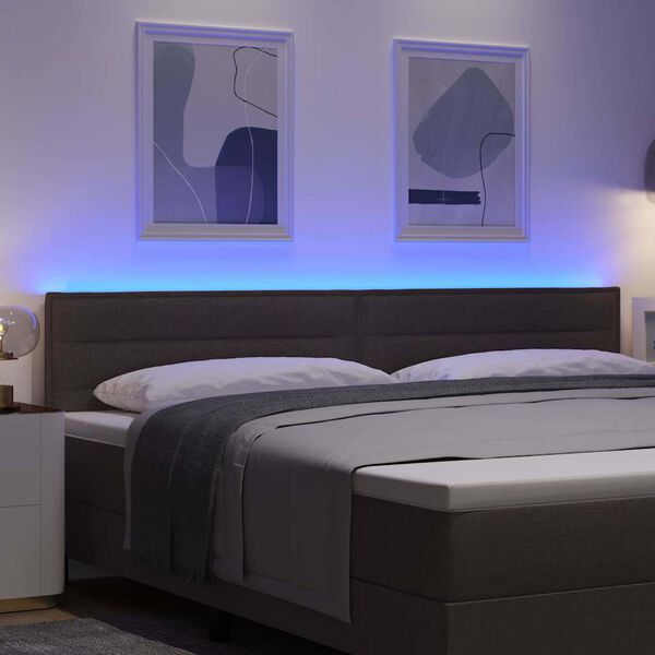 vidaXL LED Kopfteil mit LED-Lichtleisten Dunkelbraun 200 cm Polyester