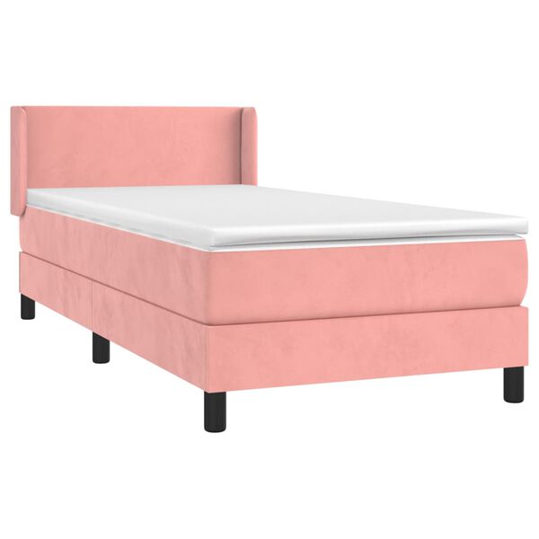 vidaXL Boxspringbett mit Matratze Rosa 90x200 cm Samt