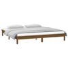 vidaXL Massivholzbett mit LEDs Honigbraun 140x190 cm