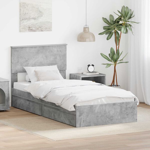 vidaXL Aufbewahrungsbett Beton Grau 90 x 200 cm Holzwerkstoff