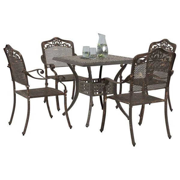 vidaXL Gartentisch Set 5 pcs Bronze Gussaluminium