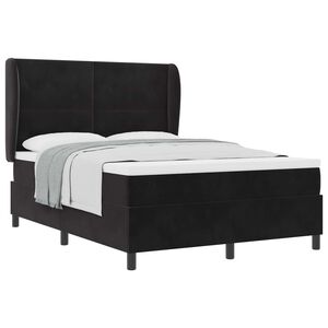 vidaXL Boxspringbett mit Matratze Schwarz 190 x 140 cm Polyester