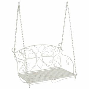vidaXL Schaukelbank Stahl 105,5 x 61 x 56 cm Antik Wei&szlig;