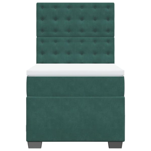 vidaXL Boxspringbett mit Matratze Dunkelgr&uuml;n 90x190 cm Samt