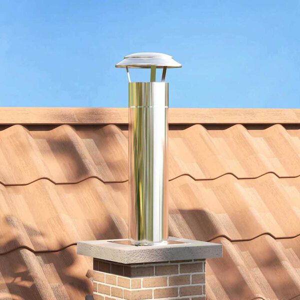 vidaXL Kamin Kopf Erweiterung Silber 26 x 26 x 50 cm Edelstahl