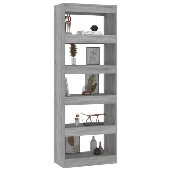 vidaXL Bücherregal/Raumteiler Betongrau 60x30x166 cm Holzwerkstoff