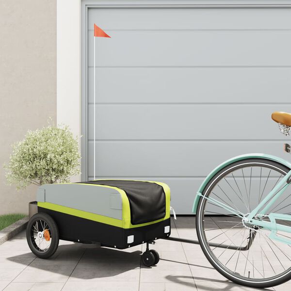 vidaXL Fahrradanh&auml;nger Schwarz und Gr&uuml;n 30 kg Eisen