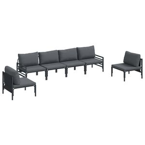 vidaXL Gartensofa-set 6 stk. Schwarz Stahl