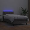 vidaXL Boxspringbett mit Matratze & LED Grau 90x190 cm Kunstleder