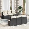 vidaXL Garten-Sofa-Set mit Kissen 7 pcs Schwarz Poly Rattan