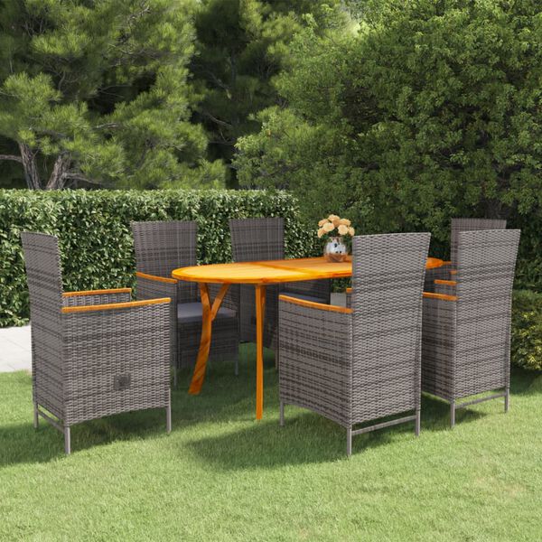 vidaXL 7-tlg. Garten-Essgruppe Grau