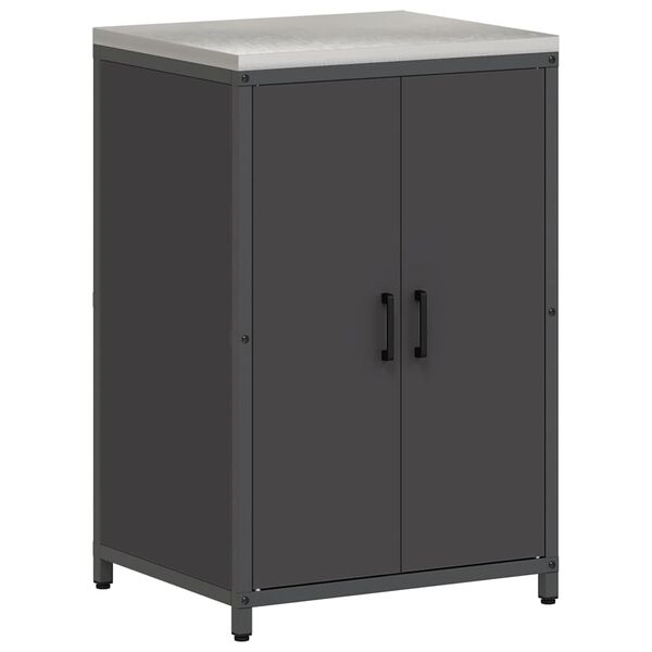 vidaXL K&uuml;chenaufbewahrung mit Regal Schwarz 60 x 50 x 92 cm Stahl