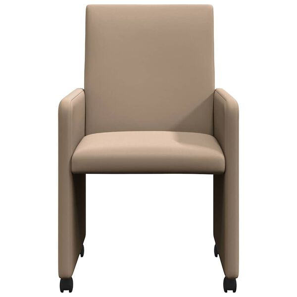 vidaXL Esszimmerst&uuml;hle mit Rollen 2 pcs Cappuccino 57 x 66 x 94 cm