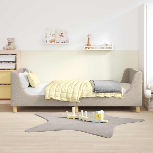 vidaXL Kinderbettgestell mit Kopfteil Hellgrau 90 x 200 cm Schafstoff