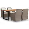 vidaXL 5-tlg. Garten-Essgruppe mit Kissen Poly Rattan Braun