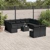 vidaXL 12-tlg. Garten-Sofagarnitur mit Kissen Schwarz Poly Rattan