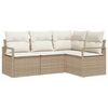 vidaXL Garten-Sofa-Set mit Kissen mit Speicher 4 pcs Beige und Creme