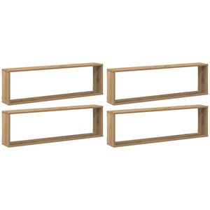 vidaXL W&uuml;rfel-Wandregale 4 Stk. Artisan-Eiche 100x15x30 Holzwerkstoff