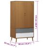 vidaXL Kleiderschrank MOLDE Braun 90x55x175 cm Massivholz Kiefer