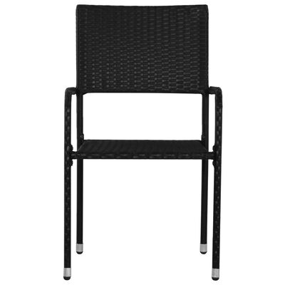 vidaXL Garten-Essstühle 2 Stk. Stapelbar Schwarz Polyrattan