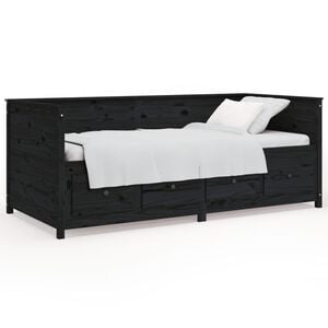 vidaXL Tagesbett Schwarz 90x200 cm Massivholz Kiefer