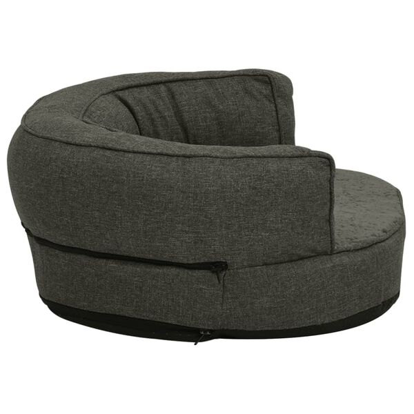 vidaXL Hundematratze Ergonomisch 90x64cm Leinenoptik Fleece Dunkelgrau
