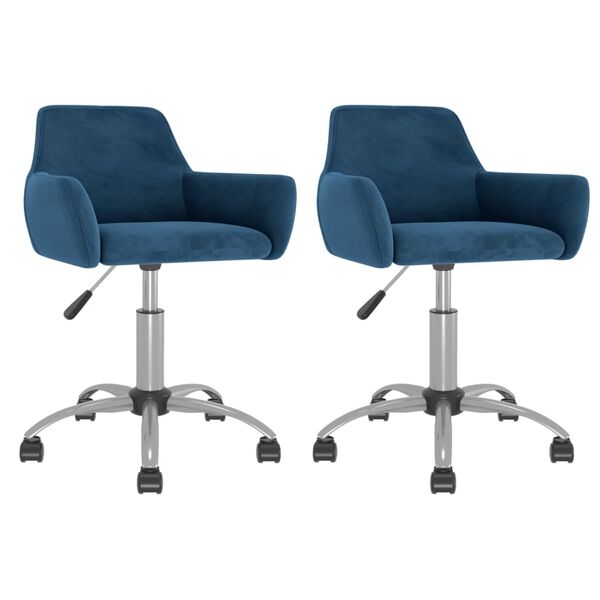 vidaXL Esszimmerst&uuml;hle 2 Stk. Drehbar Blau Samt