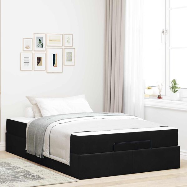 vidaXL Bettgestell mit Matratze mit Matratze 2 pcs Schwarz Samt