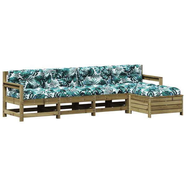 vidaXL 5-tlg. Garten-Lounge-Set mit Kissen Impr&auml;gniertes Kiefernholz