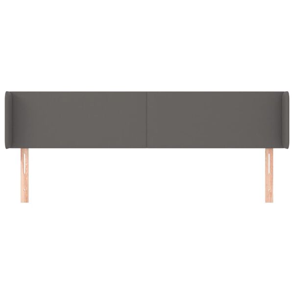 vidaXL Kopfteil mit Ohren Grau 203x16x78/88 cm Kunstleder