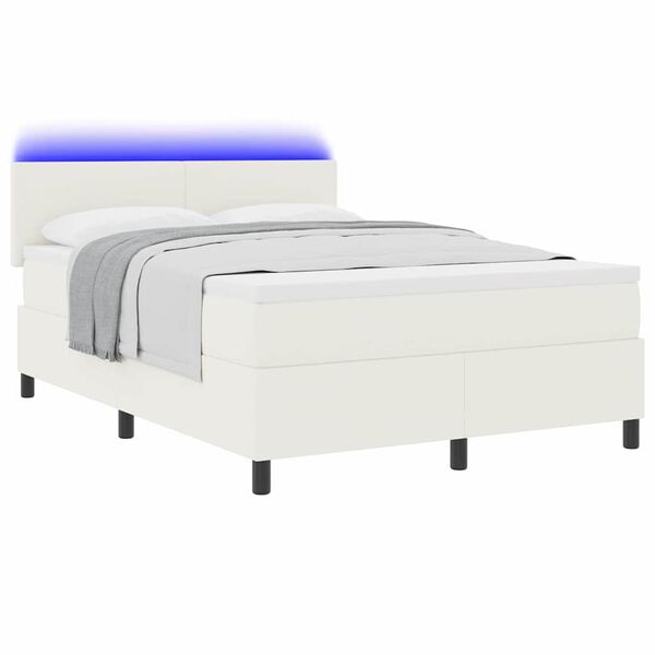 vidaXL Boxspringbett Creme und Wei&szlig; 203 x 144 x 88 cm Cordstoff