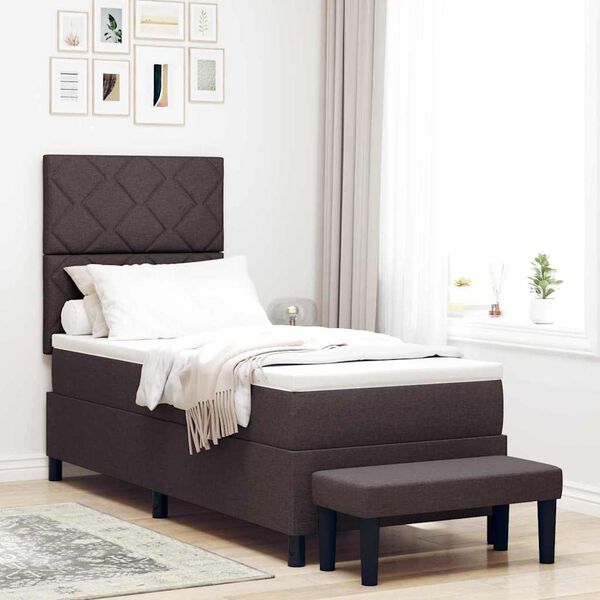 vidaXL Boxspringbett mit Matratze Dunkelbraun 80 x 200 cm Stoff