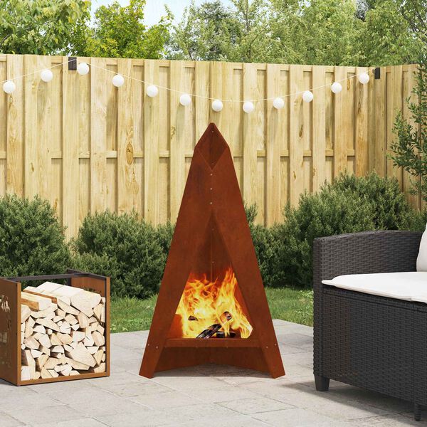 vidaXL Feuerstelle Braun 58 x 40 x 100 cm Wetterfeststahl