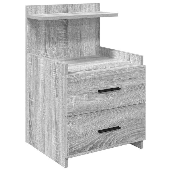 vidaXL Nachttisch mit 2 Schubladen Grau Sonoma 40x36,5x62 cm