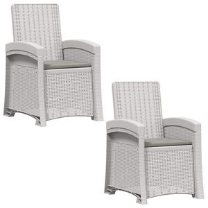 vidaXL Liegesessel Garten Rattan-Optik 2 pcs Wei&szlig; und Hellgrau PP