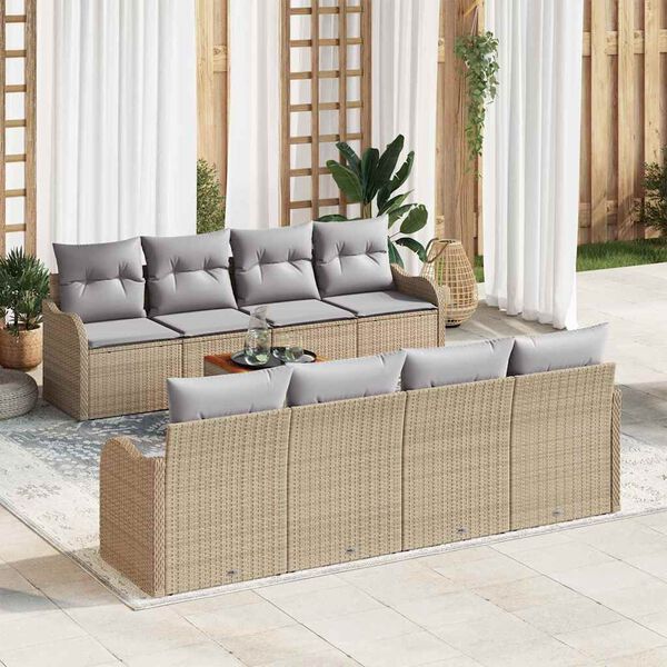 vidaXL Gartensofa-set 9 pcs Beige und Hellgrau Poly-Rattan