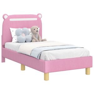 vidaXL Kinderbettgestell mit Kopfteil Rosa 70 x 140 cm Stoff