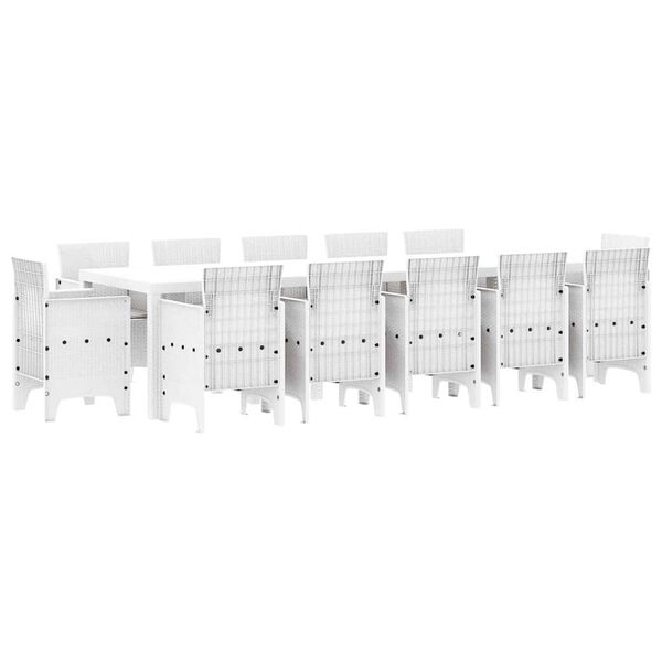 vidaXL Garten Essgruppe 13 pcs Wei&szlig; und Hellgrau Poly-Rattan und Stahl