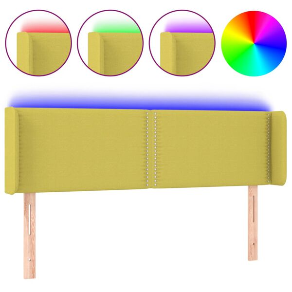 vidaXL LED Kopfteil Gr&uuml;n 147x16x78/88 cm Stoff