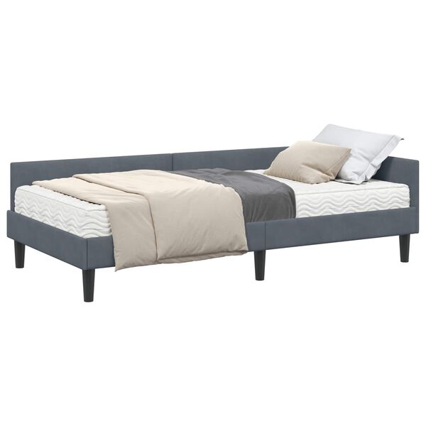 vidaXL Eckbettgestell mit Matratze Sonstiges 2 pcs Grau Samt
