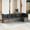 vidaXL Garten-Sofa-Set mit Kissen mit Speicher 6 pcs Grau Poly Rattan