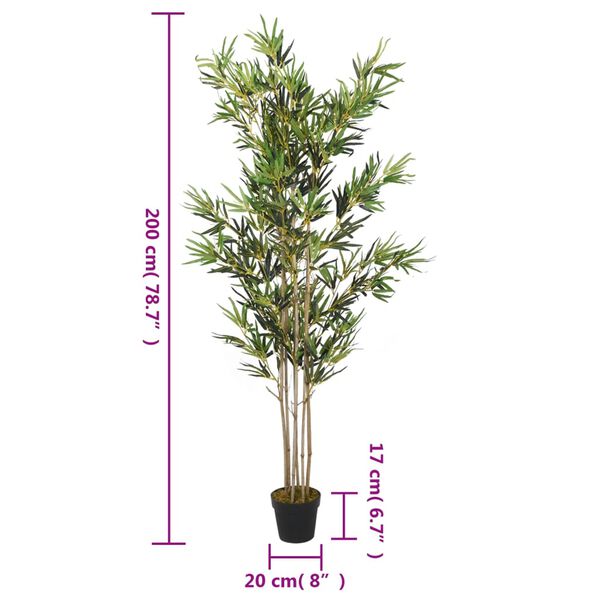 vidaXL Bambusbaum K&uuml;nstlich 1380 Bl&auml;tter 200 cm Gr&uuml;n